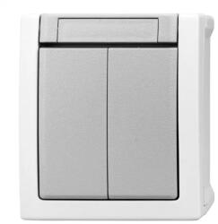 Schrack Intrerupator dublu Schrack Visio50 EV210009 aparent gri IP54 conexiune elastica (ELSW-SM/2C/WP/Q/GY-V50-SHK)