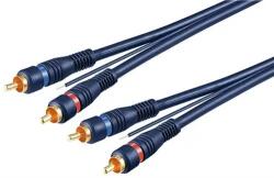 Goobay Cablu audio 2x RCA tata - 2x RCA tata albastru 5m (CABLE-452/OFC-GRD-5.0VT)