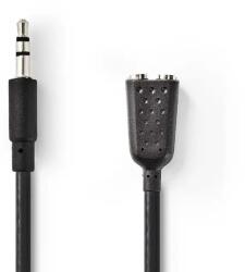 Nedis Adaptor Audio Stereo 3.5mm tata - 2x 3.5mm mama, 0.2m, negru, Nedis (CAGP22100BK02)