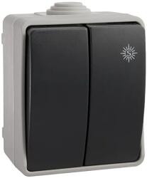 SOLERA Intrerupator dublu Solera 3313 aparent gri IP54 (ELSW-SM/2C-SOL54/3313-SLR)