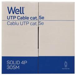 Well Cablu de retea U/UTP Well, cat5e, 8 fire din cupru 0.49mm, rola 305m (UTP5E-CU-305-WL)