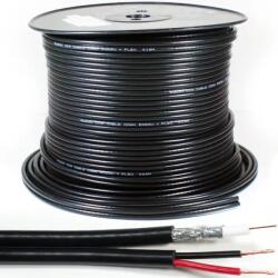 Well Cablu coaxial RG59 cu alimentare 75R 1x0.81mm cupru +128x0.12mm CCA / 6mm PVC negru Well (RG59/2C-CU/CCA-305-WL)