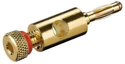 Goobay Conector banana metalic placat cu aur conexiune prin insurubare 4mm inel rosu, Goobay (BC-005RD)
