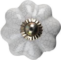 Clayre & Eef Set 2 butoni mobilier ceramica alba metal auriu Ø 4x4 cm (65210)