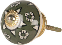 Clayre & Eef Set 2 butoni mobilier ceramica multicolora metal auriu Ø 4x4 cm (64508)