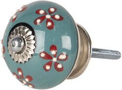 Clayre & Eef Set 2 butoni mobilier ceramica multicolor metal argintiu Ø 4x4 cm (64510)