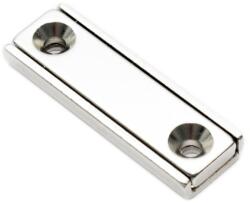 Magneo Smart Magnet neodim bloc 40 x 13, 5 x 5 mm, în carcasă, cu 2 găuri D 3, 3 și șanfren D 6, 5