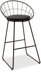 FDY Scaun Bar Spow Cadru Metalic Negru Tapiterie Piele Ecologica Neagra