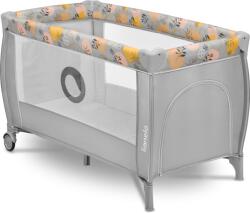 Lionelo Patut Pliabil Lionelo Stefi Plus cu Doua Nivele Intrare Laterala cu Fermoar 2 Roti 120x60CM Conform cu Standardul European de Securitate EN 716 Roz/Galben/Gri (LO-STEFI_PLUS_PINK_YELLOW)