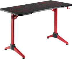 LogiLink Gaming Desk, 120x60 cm, Üvegfelület RGB Világítással, Piros Asztalkeret - fizz