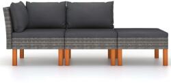 vidaXL 3 részes polyrattan és tömör eukaliptuszfa kerti ülőgarnitúra (VD315757)