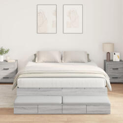 vidaXL Tároló Ágykeret Szürke Sonoma 150x200 cm (VD3335650)