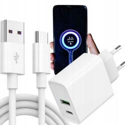 Gembird Gyorstöltő Okostelefonhoz Hálózati Kocka Qc 3.0 20W+ Usb-c Kábel 1M (TA-UC-PDQC65-01-W)
