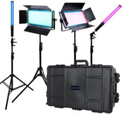 Dracast Kit Iluminare Dracast (2x DRX1000RGB + 2x DRXLT400) X Series Bi-Color cu Valiza Rigida