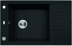 Laveo PIONIER minicsepptálcás matt fekete mosogató automata dugókiemelős, helytakarékos szifonnal (SRR_713B) - watermarkt