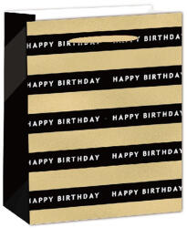 IRIS matt papírtasak hologrammos hot stamp Happy Birtday fekete/arany 26 x 32cm (370576) - haztartasibolt