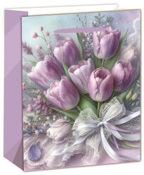 IRIS matt papírtasak tulipáncsokros lila 26 x 32cm (370507) - haztartasibolt