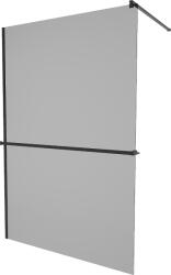 Mexen Kioto +, zuhany paraván polccal és törölközőtartóval 140 x 200 cm, 8mm szürke üveg, fekete profil, 800-140-121-70-40 (800-140-121-70-40)