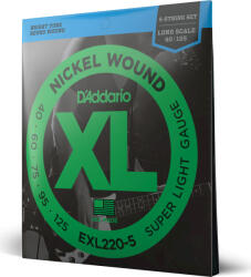 Daddario EXL220-5 5-String Nickel Wound Bass Guitar Strings Super Light 40-125 Long Scale