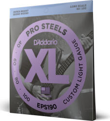 Daddario EPS190 ProSteels Bass Guitar Strings Custom Light 40-100 Long Scale