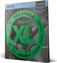 Daddario EPS220-5 5-String ProSteels Bass Guitar Strings Super Light 40-125 Long Scale - 10% nyitási akció