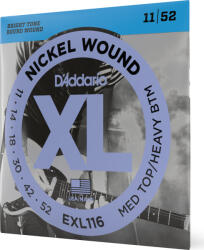  Daddario EXL116 Nickel Wound Electric Guitar Strings Medium Top/Heavy Bottom 11-52