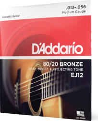  Daddario EJ12 80/12 Bronze Acoustic Guitar Strings Medium 13-56