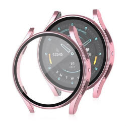 Samsung Galaxy Watch 7 (40 mm) SM-L300 / L305, Műanyag védőkeret, kijelzővédő üveggel, közepesen ütésálló, szíj nélkül, vörösarany