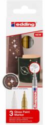 edding Marker cu vopsea edding 751, corp metalic, varf rotund, 1-2 mm, set 3 bucati, alb, auriu, argintiu (metalizat) (ED7510309)