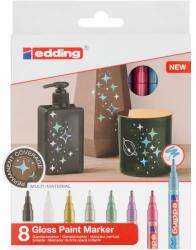 edding Marker edding 751 cu vopsea, corp metalic, varf rotund, 1-2 mm, set 8 culori (ED7510809)