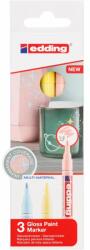 edding Marker cu vopsea edding 751, corp metalic, varf rotund, 1-2 mm, set 3 culori pastel - galben, roz, albastru (ED7510399)