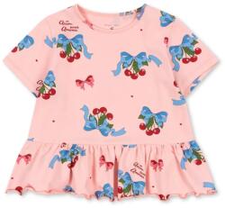 Konges Sløjd t-shirt BASIC FRILL TEE GOTS rózsaszín, KS103154 - rózsaszín 98