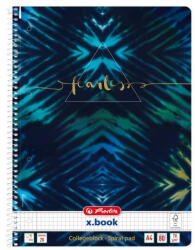 Herlitz spirál füzet A/4, kockás, 80 lapos, Batik Fearless, kék-zöld (HRL-50044153)