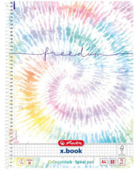 Herlitz spirál füzet A/4, kockás, 80 lapos, Batik Freedom, szivárványos (HRL-50044115)