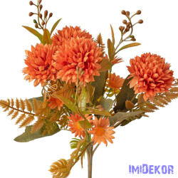  Krizantém 7 ágú selyemvirág csokor 34cm - Narancssárga