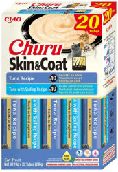 Inaba Foods INABA Churu Skin&Coat Tuna Varieties, Ton, cutie recompense fără cereale pisici, (piure), 280g