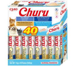 Inaba Foods INABA Churu Creamy Varieties, Ton, cutie recompense fără cereale pisici, (piure), 560g