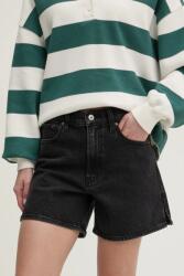 Abercrombie & Fitch farmer rövidnadrág női, fekete, sima, magas derekú, KI149-5012 - fekete 26