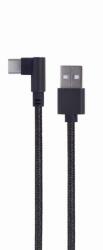 Gembird CC-USB2-AMCML-0.2M USB-A apa - USB-C apa 2.0 Derékszögű adat és töltőkábel - Fekete (0.2m) (CC-USB2-AMCML-0.2M) (CC-USB2-AMCML-0.2M)