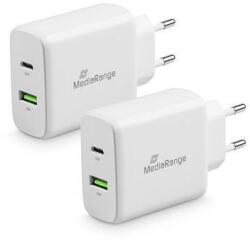 MediaRange MRMA113 USB-C / USB-A Hálózati töltő - Fehér (43W) (MRMA113) (MRMA113)