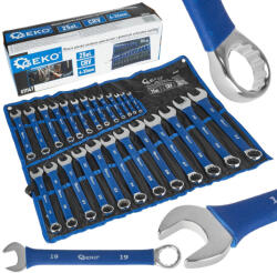 GEKO csiszolt csillag-villáskulcs készlet, csúszásgátló bevonattal, 6-32 mm, 25 db-os (G11147)