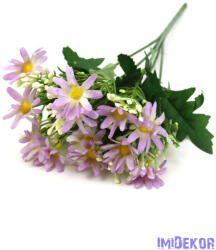  Szeldelt virágú margaréta csokor bogyóval 33cm - Lila