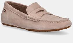 Tommy Hilfiger velúr mokaszin FLAG SOFT SUEDE DRIVER LOAFER bézs, női, lapos talpú, FW0FW08558 - bézs Női 39