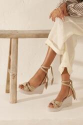 Manebi velúr szandál Hamptons Wedge Espadrilles With Knot bézs, M 1.1 WS - bézs Női 40