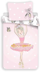 Jerry Fabrics Lenjerie de pat pentru copii roz din bumbac pentru pat de o persoană 140x200 cm Ballerina - Jerry Fabrics Lenjerie de pat