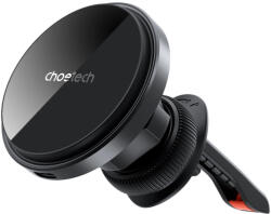 Choetech T204-F Mágneses Autós Tartó + 15W Vezeték Nélküli Töltő - Fekete (T204-F-ACBK)