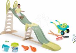 Smoby Set tobogan cu triplu val și roabă cu unelte de grădină Super Megagliss 2în1 Life Smoby cu lungime de alunecare reglabilă de 360 cm și găleată cadou (SM820201-18)