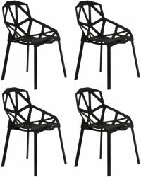 Fekete 4 db modern dizájn székből álló készlet (PC-015 BLACK 4 SZ)