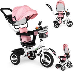 Háromkerekű forgó előtető tartós gumi kerekek rózsaszín ECOTOYS (JM-066-9L PINK)
