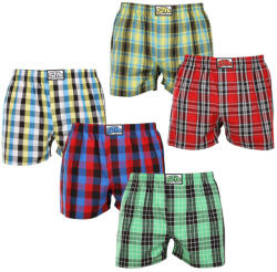 Styx 5PACK férfi bő szárú boxeralsók Styx klasszikus gumipánt többszínű (5A102129) L - pepita